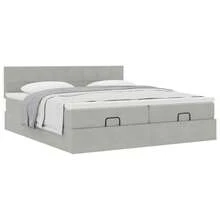 vidaXL Samt-Ottomanen-Bett Mit Matratze, Hellgrau, 180x200 Cm - Grey - View 5