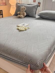 Bộ chăn ga gối 3 món, họa tiết hình học sọc xám, bộ chăn ga gối đệm mềm mại và thoải mái, bao gồm 1 ga trải giường và 2 vỏ gối, không có ruột, thích hợp cho ký túc xá, phòng ngủ, sử dụng tại nhà, có nhiều kích cỡ - Xám - Xem 5