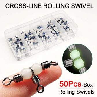 50个/盒 三向发光滚动旋转环 滚珠轴承旋转环 海钓配件 钩连接器