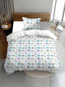 2/3pcs Delicate Floral Pattern Digital Printing Brushed Bedding Set, Soft & Comfortable For Bedroom, Guest Room, Dorm, Suitable As Gift - Multicolor - View 5