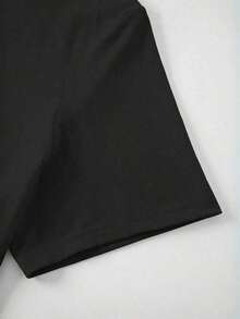 Men's Fashion Pattern Short Sleeve Round Neck Shirt, Soft And Comfortable 100% Cotton Top, Casual Everyday Wear, Suitable For All Four Seasons - Black - View 3