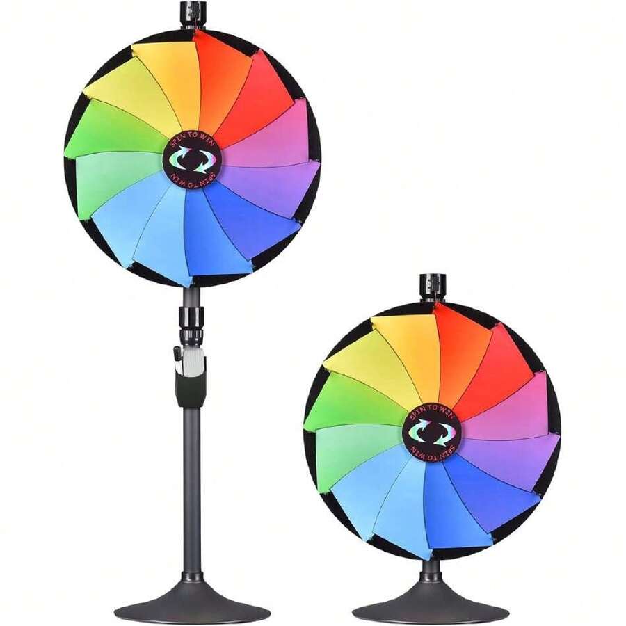 24 Inch Dual Use Prize Wheel Carnival Games - Roulette Wheel With Dry Erase Marker - 12 Slots Tabletop And Floor Heavy Duty Spinning Wheel For Carnival,Trade Shows, Parties And Outdoor Events,31254291 - 摩卡棕 - 查看 1
