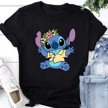Women T-Shirts Kawaii Lilo Stitch Print Female Summer Tshirt Short Sleeve T Shirts Female Streetwear Clothing Tops Tee - 1 - 查看 1