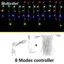 3,5m-40m Luces de Cadena de Carámbanos LED, 8 Modos de Control con Memoria, Luces de Hadas de Cortina LED, para Decoración de Calle, Jardín, Año Nuevo, Pasillo, Terraza, Fiesta, Navidad