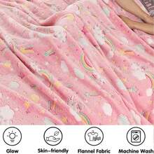 A Pink Children's Blanket That Glows At Night, Flannel Covered Blanket, Suitable For Children's Beds, Sofas, Travel Blankets, And Holiday Gifts For Children. - Multicolor - View 10