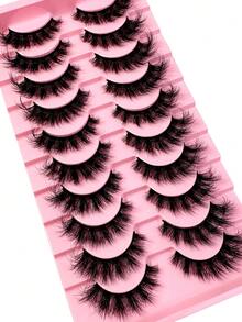 2026 100% Cruelty Free Lashes Reusable Short Natural Eyelashes Strip Lashes, Lashes, Eyelashes, Fake Lashes 5D Fluffy Lashes,Cat Eyelashes,10 Pair 18mm 22mm D Curl Fluffy Faux Mink Lashes,Dramatic Thick Volume Fake Lashes Cat For Makeup Beauty-D11 - 黑色 - 查看 6