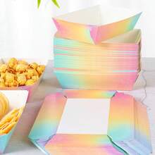 10/24pcs Matte Ombre Purple Disposable Food Boxes, Fries Boxes, Popcorn Boxes, Snack Boxes, Birthday And Family Gathering Party Decorations, Suitable For Bakeries, Burger Restaurants, Movie Theaters Takeout Boxes - Multicolor - View 5
