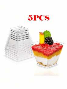 50pcs Plastic Dessert Cups, Small Clear Square Jello Cups, Mini Square Appetizer Cups, Reusable Foam Dessert Bowls, Suitable For Cakes, Parties, Weddings, Samplings, Pies And More