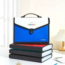 1pc Large Capacity Accordion Folder Briefcase, 13 Compartments Student Test Paper Subject Storage Bag, Practical Accordion Style Office Document Organizer Folder - Single Piece - View 4