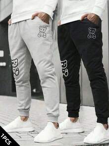 1 pièce Pantalon de survêtement en molleton unicolore décontracté pour adolescents garçons, avec poignets élastiques, printemps/automne