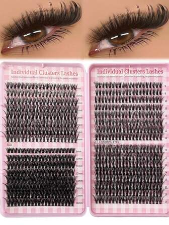 640根30D/40D/50D高容量睫毛册，单根仿貂毛假睫毛，蓬松纤长，0.07mm D卷度，9-16mm混合长度，自然柔软，适合各种妆容，可重复使用，适用于日常妆容、婚礼、约会、派对、音乐节、万圣节、圣诞节等场合。
