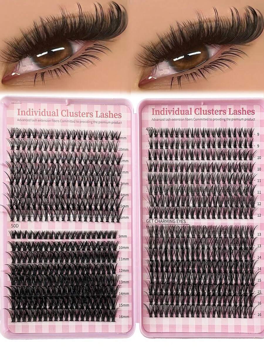 640pcs 30D/40D/50D High Capacity Lash Book Individual Faux Mink Eyelashes, Fluffy Wispy Lashes 0.07mm D Curl 9-16mm Mixed Length, Natural Soft Eyelash Extension Makeup, Suitable For Any Style, Reusable, Fit For Daily Makeup, Wedding, Date, Party, Music Festival, Halloween, Christmas - D - 查看 1