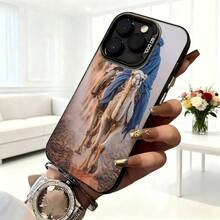 Cubierta de telefono con borde de metal para iPhone 14 Pro Max color gris con estampado de camello en el desierto y texto SO COOL adecuada para uso diario y estilo casual - Negro - Ver 6