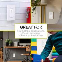 Power Gear - Fundas de enchufe a prueba de bebés para enchufes eléctricos, fundas de enchufe de fácil instalación, con certificación UL para prevención de golpes, color blanco 69312, 60 unidades - Blanco - Ver 6