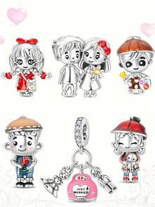 1pc Set Of Charms Featuring A Little Painter, Cartoon Girl, Couple In Love, Dopamine Girl, Sporty Boy, And Newlywed Couple, Perfect For DIY Creative Bracelets And Wristbands. Suitable As Birthday, Holiday, Or Couple Gifts For Women And Girls. - Multicolor - View 12