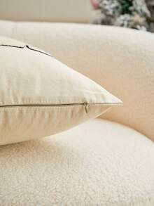 1pc Cute Polar Bear & Santa Hat Embroidered Throw Pillow Cover, Suitable For Living Room, Bedroom, Sofa, Party, All Season, Autumn/Winter - Multicolor - View 3