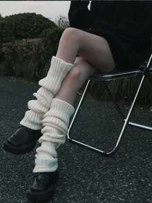 1Pair Ultra-Soft Stacked Socks With Cozy Holiday Plaid Pattern - New Year's Essential For Home Gatherings And Casual Festive Wear | New Year's Homewear Socks, Cozy Plaid Legwear, Casual Holiday Essentials - 白色 - 查看 1