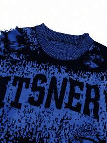 1 peça de suéter americano com franjas contrastantes e furos, suéter de malha plus size