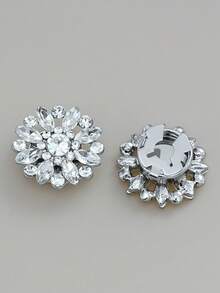 1/2/4pcs Luxulry Rhinestone Pearl Round Cufflinks For Women Shirt Button Covers Fashion Jewelry Decoration Clothes Accessories - Multicolor - View 4
