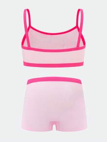4pcs/Set Girls' Elastic Cotton Mermaid Pattern Comfortable Breathable Vest & Panty Set - Multicolor - View 2