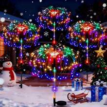 4/8pcs Solar Fireworks Lights, 240/480LED Outdoor Polished Brushed Finish, Light Sensor Control, 8 Modes, 600mAh Nickel Battery, Multicolor Lawn Ground Lighting For Garden Landscape Decoration - Multicolor - View 10