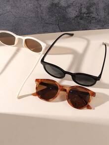 3pcs/Set Vintage Full Frame Round Fashion Glasses, Korean Style - Multicolor - View 5
