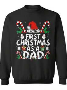 First Christmas As A Dad 2024 Family Matching 1St New Dad Sweatshirt - (2) - Black - View 1