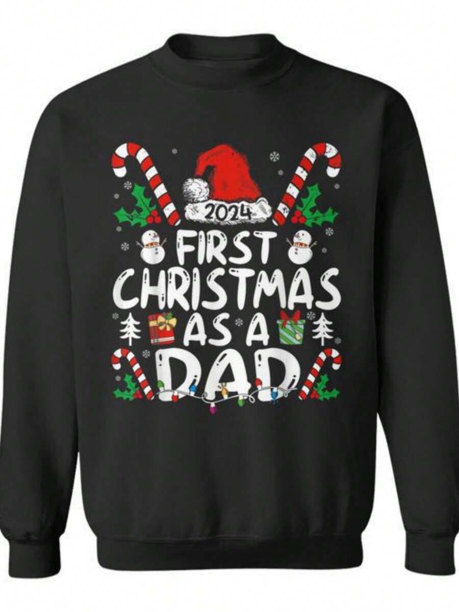 First Christmas As A Dad 2024 Family Matching 1St New Dad Sweatshirt - (2) - Black - View 1