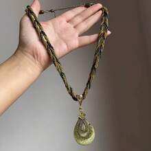 Bohemian  Green Wrapped Necklace Design Sense Water Pendant Choker Personality Fashion Neck Jewelry - Mặt dây chuyền hình ngôi sao tám cánh bằng vàng XL0265 - Xem 3