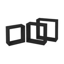 ZYLX SHOPPING – Set 3 Estantes Flotantes MobleKit en Madera | 30/27/24 cm | Acabado Mate | Color Negro o Roble Claro - Negro - Ver 2