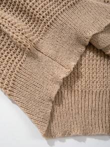 Men's Casual Loose Commuting Simple Solid Color Versatile Open Front Turndown Collar Long Sleeve Knit Cardigan Sweater, Suitable For Autumn And Winter Back To School - Khaki - View 8