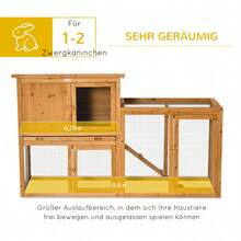 PawHut Small Rabbit Hutch For Animals 141 X 60 X 86 With Removable Floor Tray And Ramp Made Of Pine Wood For Outdoor And Indoor Use In Orange