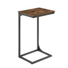 C-Shaped Side Table, Bedside Table, Sofa Side Table, With Metal Frame, Industrial, For Living Room, Bedroom, Rustic Brown And Black - Brown - View 10
