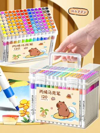 1 Box Of Acrylic Marker Pens, Art DIY Graffiti Pens, Color Painting Watercolor Art Marker Pen Set, Acrylic Marker Pens For Art Painting, Waterproof And Quick Drying, Very Suitable For Graffiti And School Painting (Three Styles Of Pens Are Randomly Shipped)