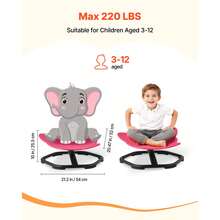 Kids Swivel Chair, 220 Lbs Capacity, Elephant Shape Sensory Spinning Chair, Autistic Kids Sensory Toy Seat With Non-Slip Metal Base, Toddler Sit & Spin Seat For Coordination Balance Focus, Red - Red (elephant) - 查看 2