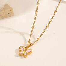 1件优雅高品质不锈钢女士吊坠项链，饰有蝴蝶、蜻蜓、莲花吊坠，适合日常佩戴和参加派对，是馈赠佳品。 - 金色 - 查看 10