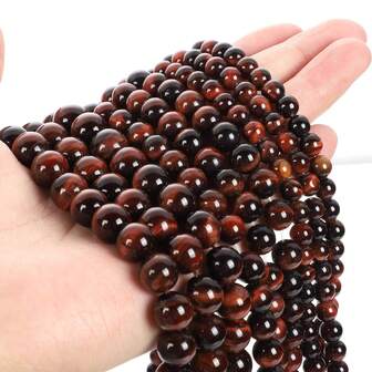 1 Fio de Contas Soltas de Ágata Natural Marrom Pedras Preciosas Redondas Contas de Pedra Natural Listradas para Fabricação de Joias DIY Pulseira Colar Contas 4/6/8/10/12mm