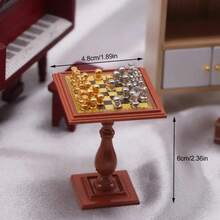 1:12 迷你国际象棋套装 - 金属棋盘桌面版，迷你家居装饰，DIY收藏展示，创意生日礼物，闪亮复古金属设计，国际象棋棋盘游戏，桌面游戏配件，娃娃屋装饰，无需用电，适用于娃娃屋配件、玩具屋配件、卧室配件、桌面装饰、客厅装饰、房间装饰、收藏礼物、生日礼物、个性化礼物、办公桌配件 - 彩色 - 查看 12
