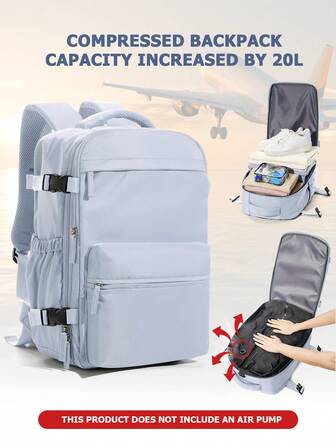 Mochila de viaje con compresión al vacío, impermeable, para laptop, trabajo, negocios, universidad, fin de semana, casual, para hombres y mujeres. Mochila de viaje negra para hombres con correas de espuma 3D ajustables y antideslizantes, ligera, de nailon duradero, plegable, resistente a la decoloración, ideal para estudiantes y salidas casuales.