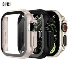 【3 件装】适用于 Series SE Ultra 11/10/9/8/7/6/5/4/3/2/1 的表壳，尺寸为 38mm、42mm、46mm、45mm、44mm、40mm、41mm、49mm，配备钢化玻璃屏幕保护膜、硬质 PC 保护边框和超薄表壳。