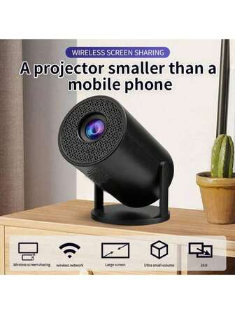 Projetor Portátil, Ângulo Ajustável de 180°, Foco Rápido - Compatível com iOS, Android, Windows e Mais | Acompanha Controle Remoto, Ideal para Smartphones, Dispositivos USB e Cinema em Casa