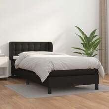 vidaXL Boxspringbett Mit Matratze, Schwarz, 90x190 Cm, Kunstleder - nero - Visualizzare 1