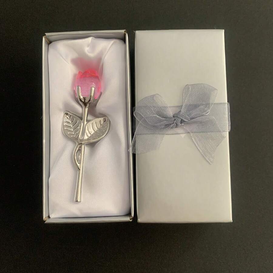 Mini rose en verre avec boîte, fleurs artificielles en cristal romantiques. Cadeaux pour mariage, souvenirs, anniversaire, nouvel an, fête des mères, Saint-Valentin. Idées pour maman, épouse, sœur, amies. - Multicolore - Voir 1