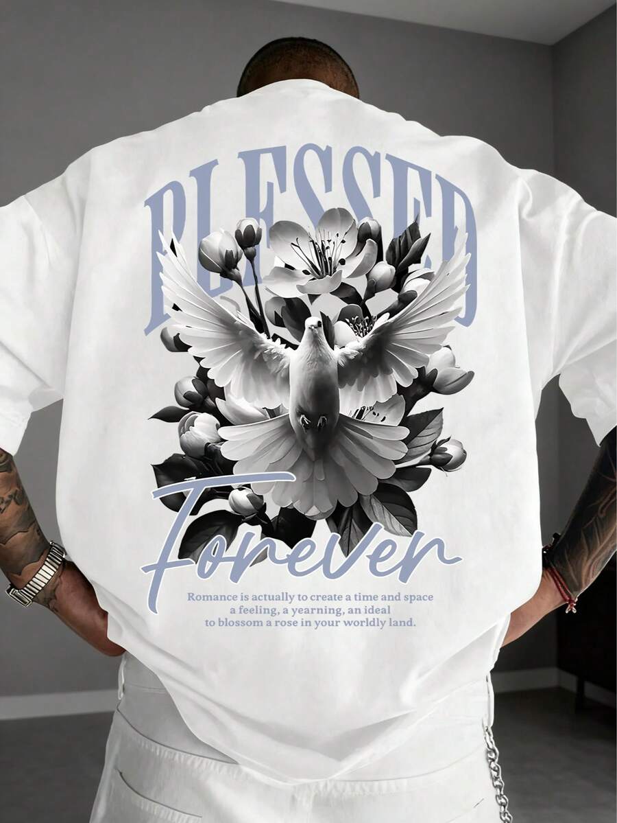 Camiseta de manga corta casual y versátil con elemento impreso simple para hombres Zrgoth - Blanco - Ver 1