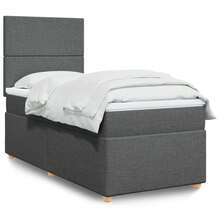 vidaXL Boxspringbett mit Matratze, dunkelgrau, 100x200 cm, Stoff - Grigio - Visualizzare 1