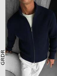 GRDR Herrlångärmad kofta med dragkedja, mångsidig för vardagsbruk