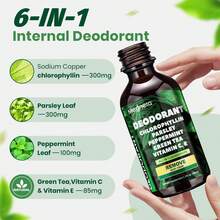MEGNETA Chlorophyll Liquid Drops - Internal Deodorizer, Odor Remover | For Gut Health, Detox, Digestion & Immune Support, Natural Mint Flavor- 2 Fl Oz, Free Shipping, For Men And Women - 2 液體盎司(1 瓶裝) - 查看 5