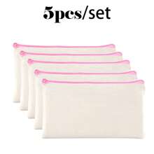 5/10/20/50 pièces Sacs en tissu vierges DIY, Trousse de maquillage, Trousse à crayons portable, Sac à cosmétiques à rouge à lèvres, Organisateur de toilette mode personnalisé, Porte-documents multi-usages, Porte-crayon, Porte-monnaie - Beige - Voir 16