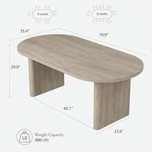 mteryoing 70.8 Inch Oval Dining Table For 6-8 People, Long Large Kitchen Table With Thick Sturdy Wooden Base, Farmhouse Dining Room Table For Kitchen, Living Room, Office - Grey - View 4