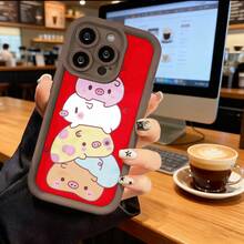Funda de Teléfono Diseño de Cerdo Apilado Lindo Para iPhone 14 13 12 11 Pro Max Y  Galaxy S23 S22 S21 S20 Plus Protector de Teléfono Funda de Pareja Regalo Para Novio Novia San Valentín Cumpleaños - Blanco - Ver 5